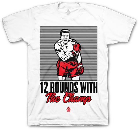 Jordan 3 Red Cement Unite Muhammad Ali The Champ White T Shirt