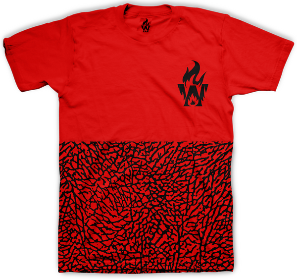 Jordan 3 Red Cement Unite Fire Elephant Red T Shirt
