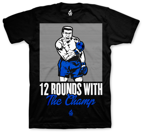 Jordan 9 Racer Blue Muhammad Ali The Champ Black T Shirt