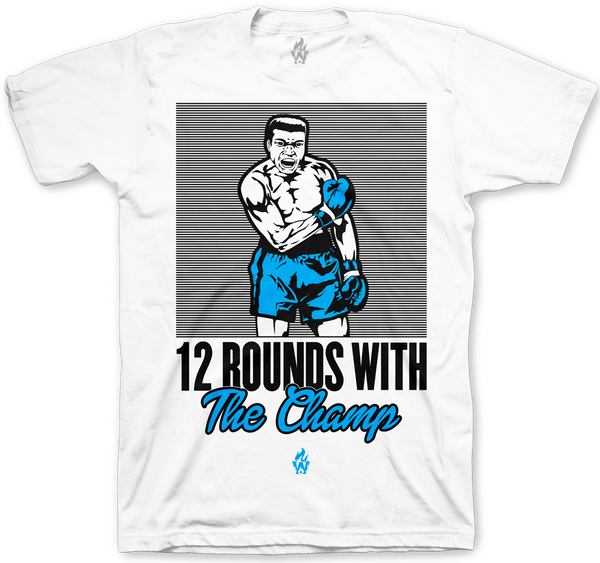 Jordan 10 Powder Blue Muhammad Ali The Champ White T Shirt